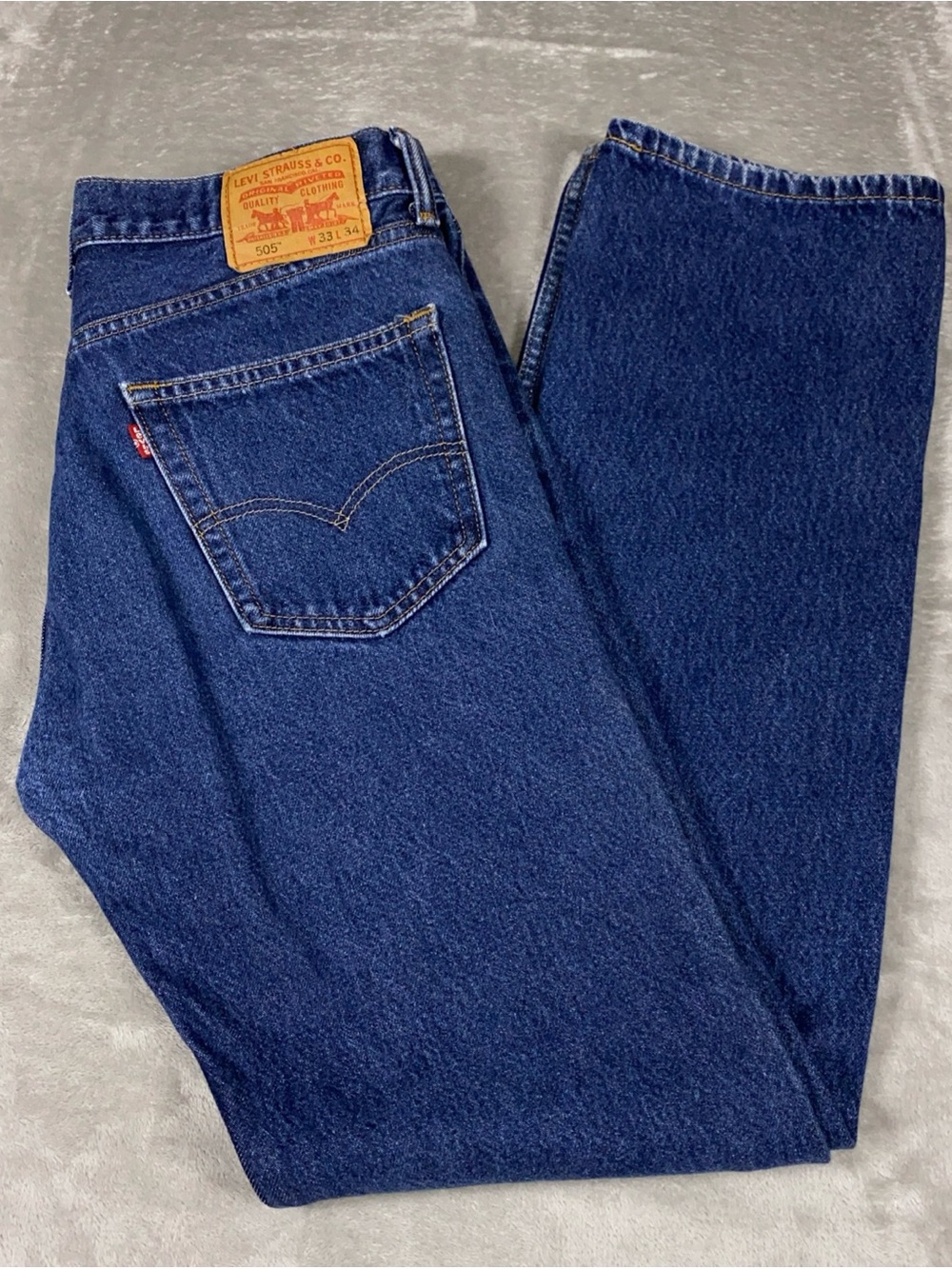 Levi's 505 Regular Fit Men’s Jeans 33X34 Dark Blue Straight Leg Heavyweight